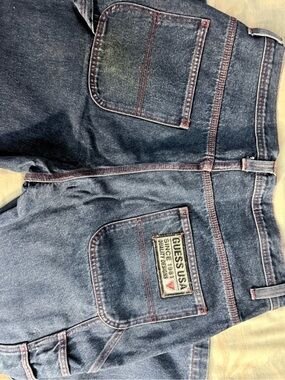 Guess Men's Relaxed Indigo Denim Jeans with Red Stitching